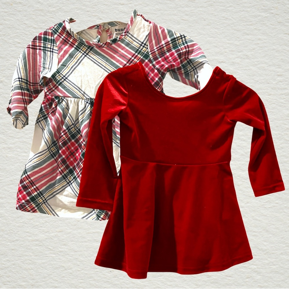 set of 2 baby dresses 9-12m